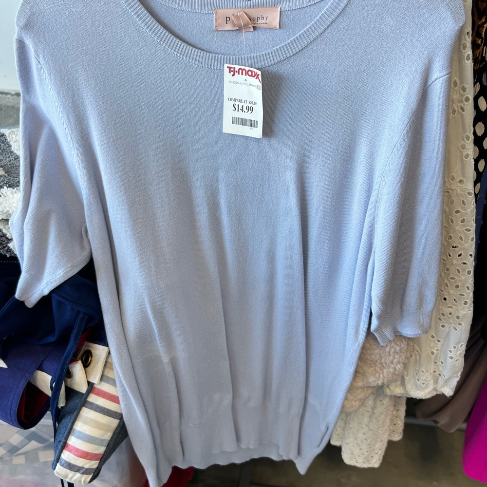 Philosophy Light Blue Short Sleeve Sweater